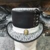Steampunk Ladies White Crusty Band Leather Top Hat - Image 5