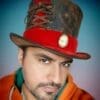 Steampunk Red Velvet Band Leather Top Hat - Image 7