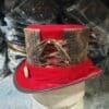 Steampunk Red Velvet Band Leather Top Hat - Image 2