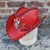 Steampunk Rocker Style Red Leather Hat - Image 2