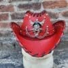 Steampunk Rocker Style Red Leather Hat - Image 3