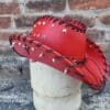 Steampunk Rocker Style Red Leather Hat - Image 5