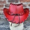 Steampunk Rocker Style Red Leather Hat - Image 6