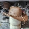 Western Icon Cowboy Tan Leather Hat - Image 5