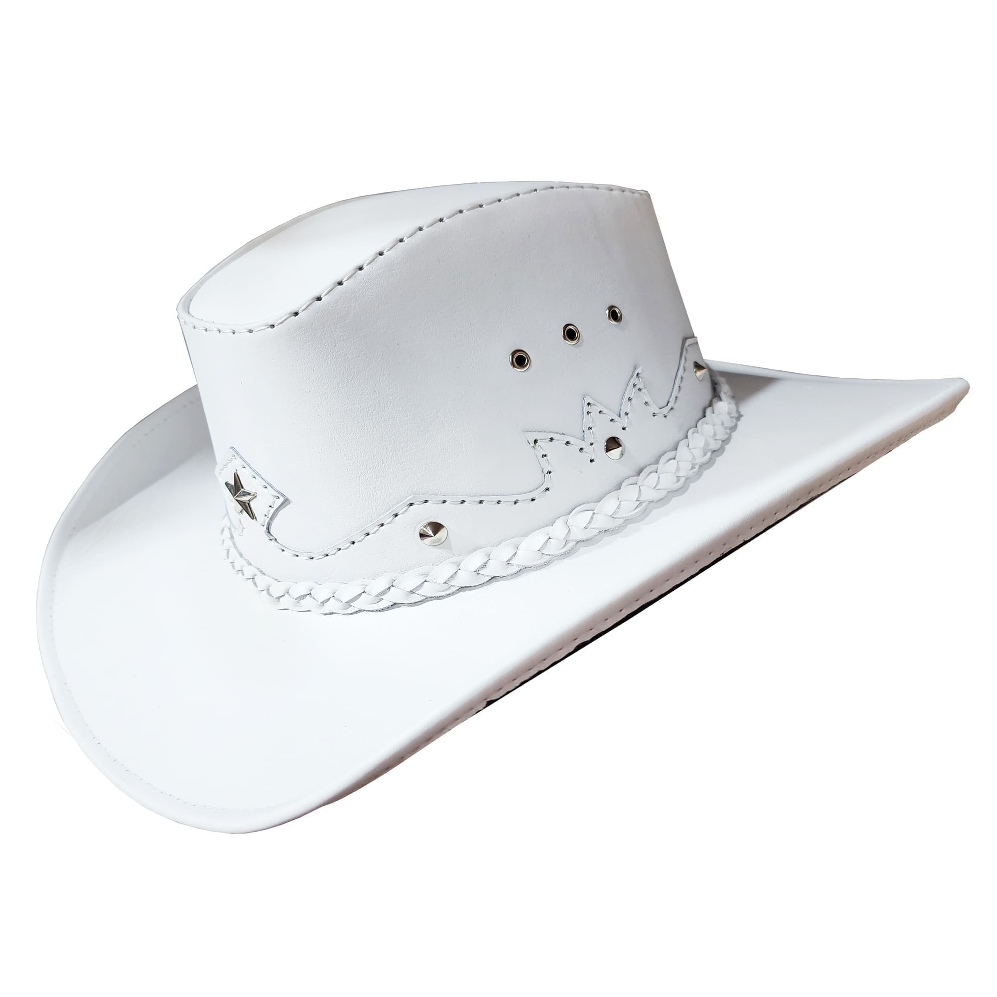 Texas western icon cowboy white leather hat Texas western icon cowboy white leather hat