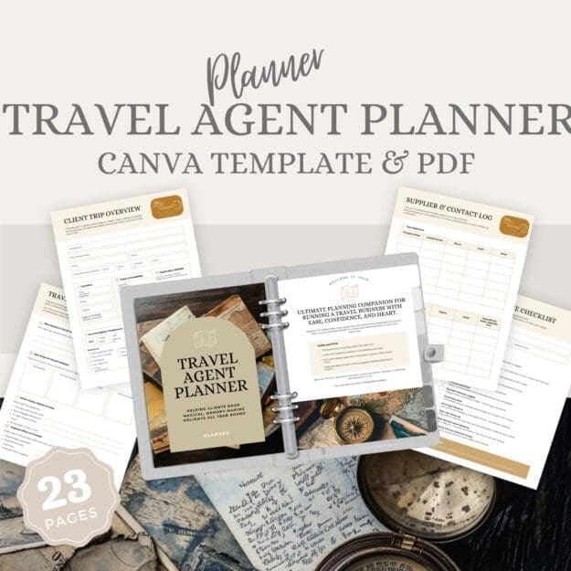 Travel agent holiday planner - 23 pages Travel agent planner canva template