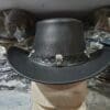 Tri Skull Band Rodeo Cowboy Leather Hat - Image 3