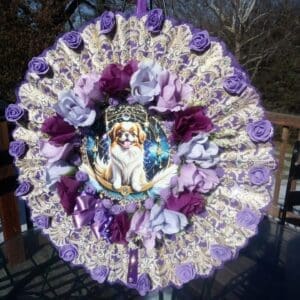 Japanese Chin Purple Fan Wreath