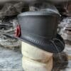 Victorian Black Leather Top Hat - Image 5