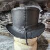 Victorian Black Leather Top Hat - Image 6
