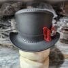 Victorian Black Leather Top Hat - Image 3
