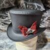 Victorian Black Leather Top Hat - Image 2