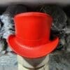 Victorian Red Leather Top Hat - Image 3
