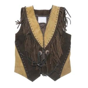 Western fringed suede leather vest