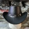 Western Horse Shackle Band Black Leather Cowboy Hat - Image 3