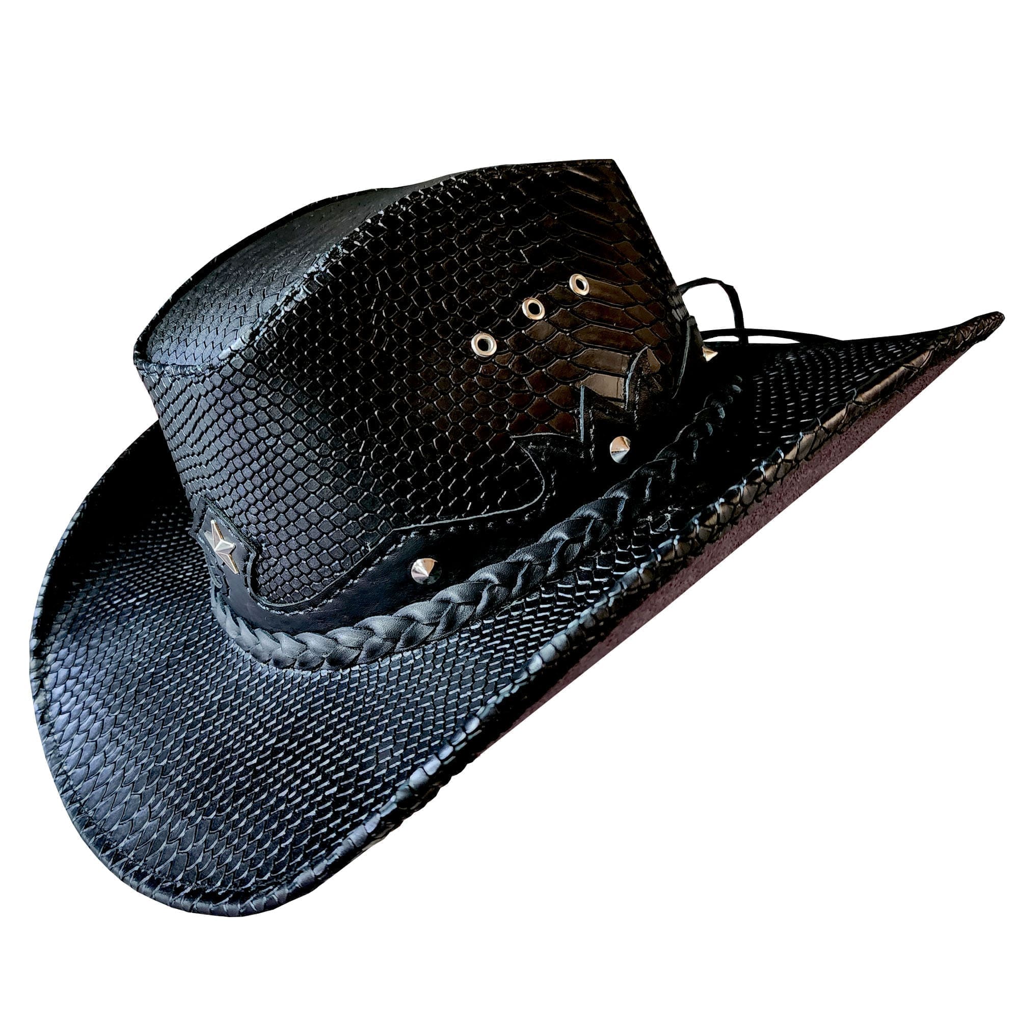 Western icon cowboy anaconda skin texture leather hat Western icon cowboy anaconda skin texture leather hat