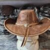 Western Icon Cowboy Crazy Horse Brown Leather Hat - Image 6
