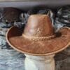 Western Icon Cowboy Crazy Horse Brown Leather Hat - Image 3