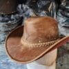 Western Icon Cowboy Crazy Horse Brown Leather Hat - Image 2