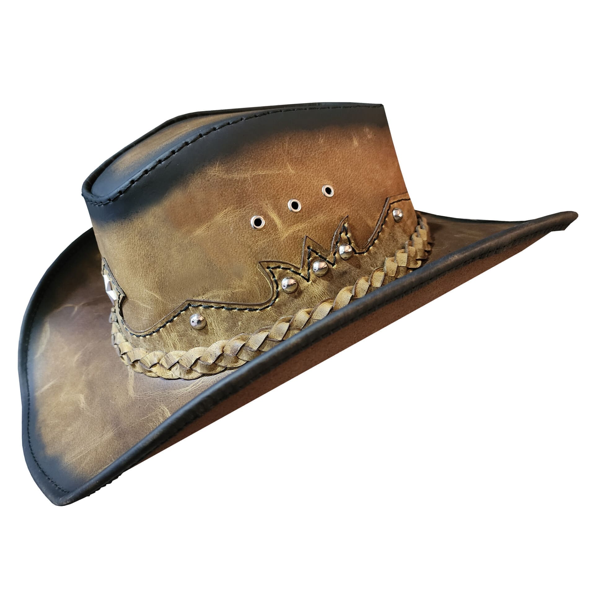 Western icon cowboy smoky edges leather hat Western icon cowboy smoky edges leather hat