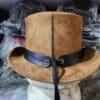 Western Rodeo Flower Carved Concho Band Eldorado Suede Leather Top Hat - Image 6