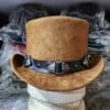 Western Rodeo Flower Carved Concho Band Eldorado Suede Leather Top Hat - Image 3