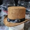 Western Rodeo Flower Carved Concho Band Eldorado Suede Leather Top Hat - Image 2