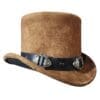 Western Rodeo Flower Carved Concho Band Eldorado Suede Leather Top Hat