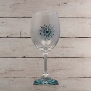 Wine glass-blue and turquoise dot spiral