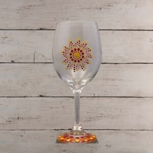Wine Glass-Warm Colors Dot Art