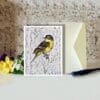 Yellow Bird With Vines Nature Art Greeting Card - Image 2