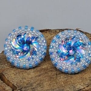 Beautiful Blue Hand Beaded Stud Earrings