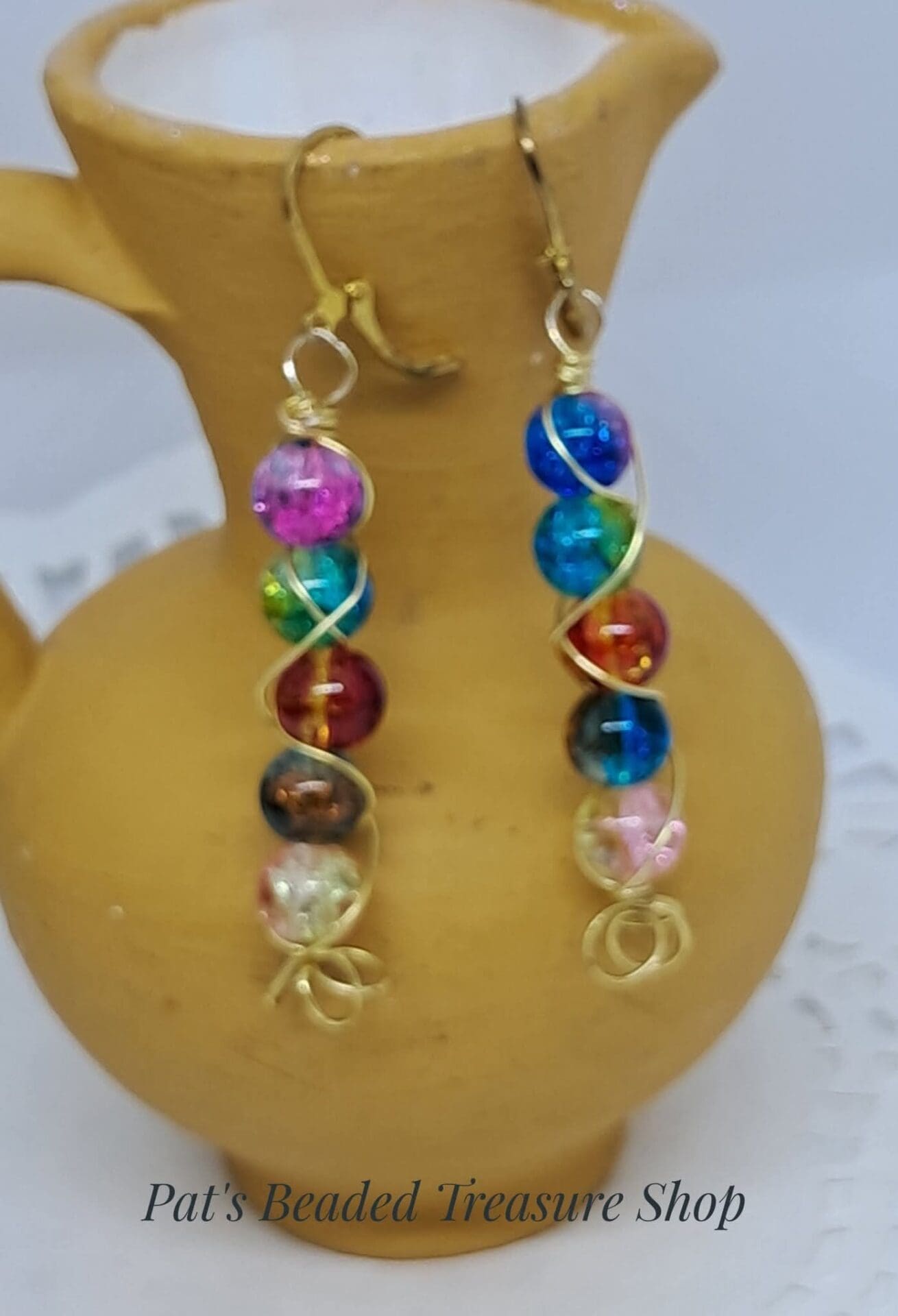 Wire wrapped cracked bead earrings Wire wrapped cracked bead earrings - image 3