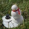 Adorable Melty Snowman Ornament with Red Scarf - Image 2