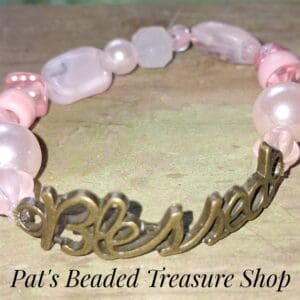 Blessed Pink Beaded Stretch Bracelet