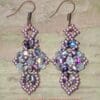 Celtic Inspired Earrings in Purple and Clear Crystal - Image 3