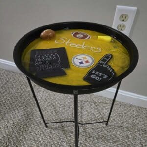 Beautiful Handmade Resin Steelers Round Side Table