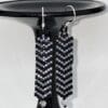 Bold Black and Silver Chevron Earrings - Image 4