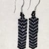 Bold Black and Silver Chevron Earrings - Image 3