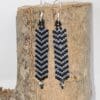 Bold Black and Silver Chevron Earrings