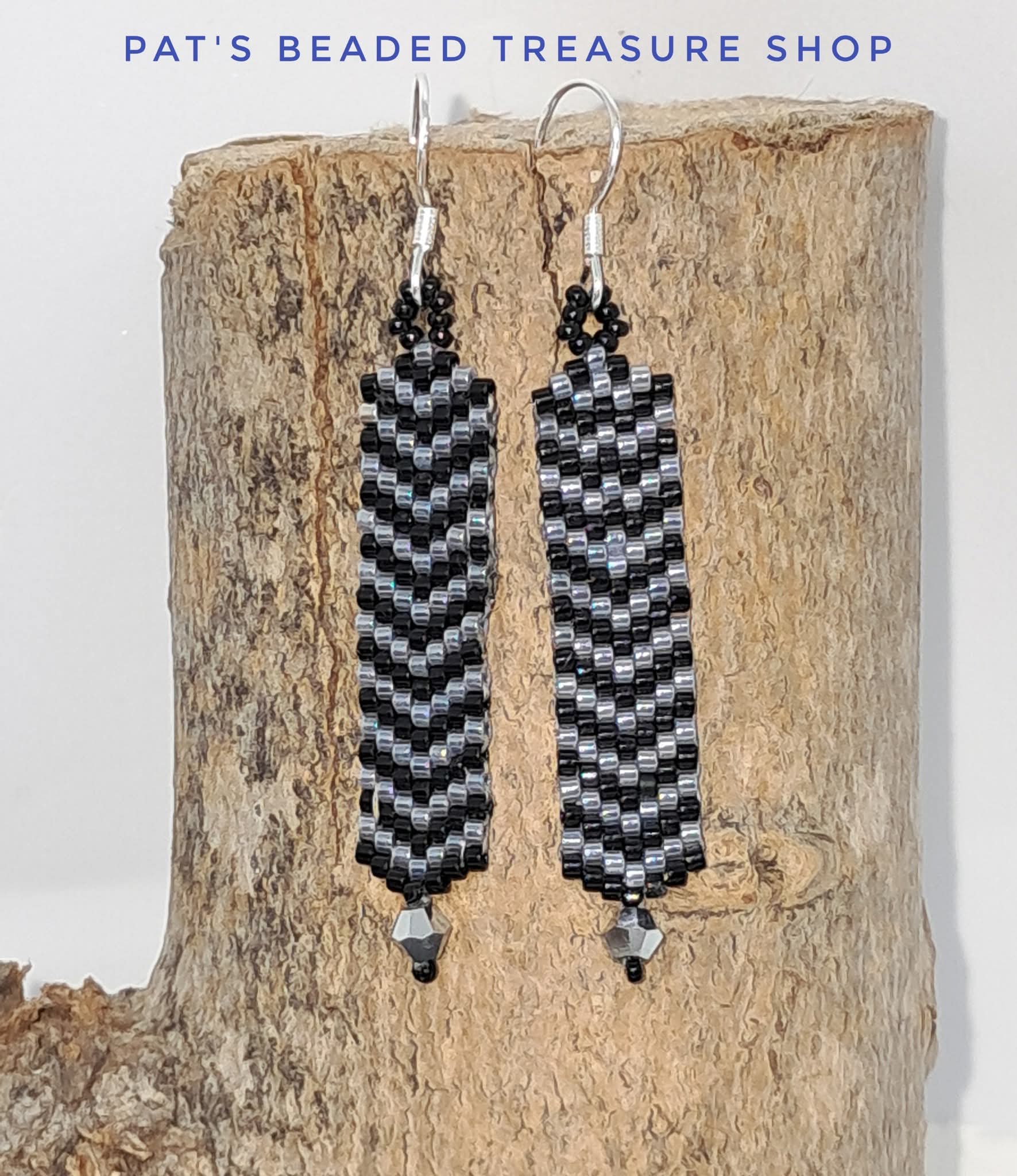 Bold black and silver chevron earrings Bold black and silver chevron earrings