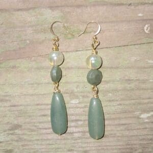 Light Weight Green Acrylic Shimmering Bead Earrings