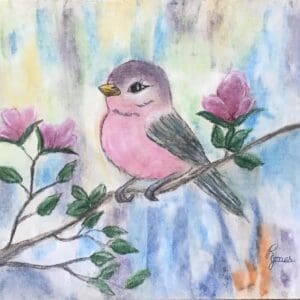 Songbird On A Blossoming Branch