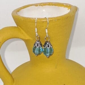 Aqua blue beaded drop earrings