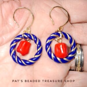 Bold blue and red hoop earrings