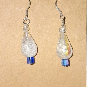 Cracked teardrop earrings – cobalt ab cube accent