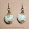 White with Green Swirls Earrings - Image 3