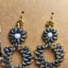 Dark Gray and Gold Double-Circle Beaded Earrings - Image 3