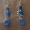 Blue Cat’s Eye and Glass Shell Dangle Earrings - Image 3