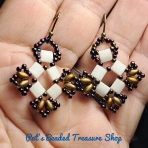 Bronze And White Geometric Earrings